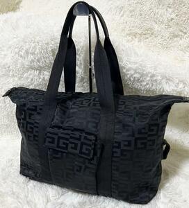 [ beautiful goods ] Givenchy Boston bag black nylon leather 4G pattern high capacity 