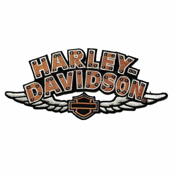 90s USA製 当時物 Harley-Davidson ビンテージ パッチ ワッペン ハーレーダビッドソン チョッパー ショベル　バー&シールド ウィング