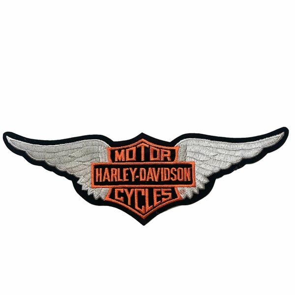 90s USA製 当時物 Harley-Davidson ビンテージ パッチ ワッペン ハーレーダビッドソン チョッパー アイロン ウィング バー&シールド ロゴ 