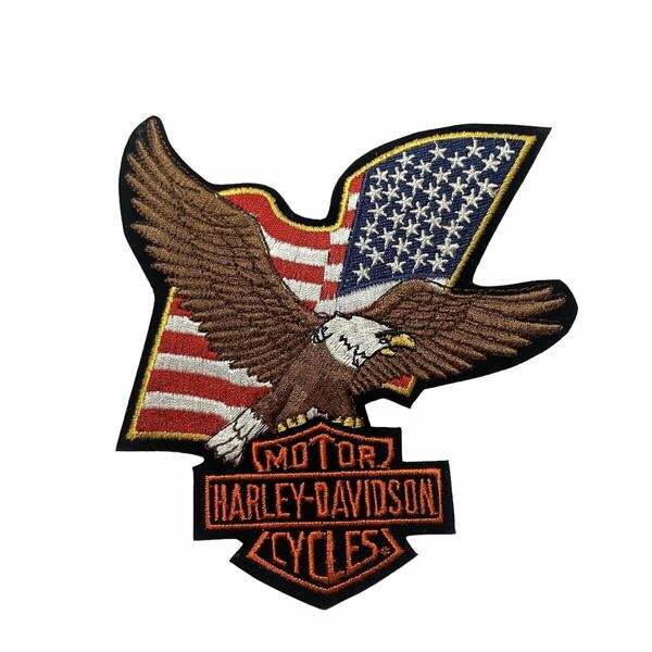 90s USA製 当時物 Harley-Davidson ビンテージ パッチ ワッペン ハーレーダビッドソン チョッパー アイロン バー&シールド イーグル 