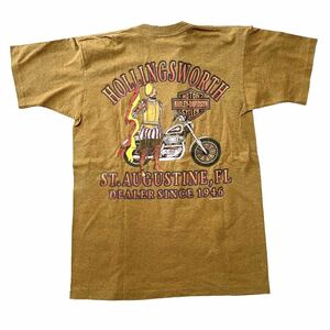 訳あり 90s USA製 Harley-Davidson ハーレーダビッドソン メンズ ビンテージ メンズ Tシャツ M 霜降り 両面プリント