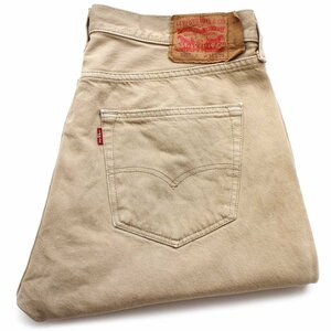 ★メキシコ製 Levi'sリーバイス 501 後染め カラーデニムパンツ カーキ w34 L29★SDP2891 ジーンズ ストレート 66 前期 シングル