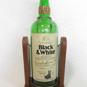 【即決価格】Black&White(ブラック&ホワイト)特大ボトル 空瓶 3786ml 店舗ディスプレイ用 台付き ビンテージ