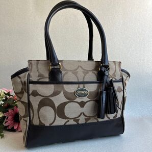 COACH トートバッグ キャンバス シグネチャー ブラウン系