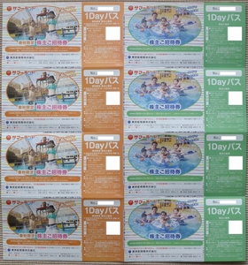  Tokyo summer Land 1Day Pas 72 pieces set (8 sheets ×9 set ) stockholder complimentary ticket 