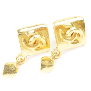 42217*1 jpy start *CHANEL Chanel ultimate beautiful goods earrings here Mark . shape swing Vintage Gold 