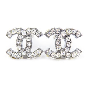42220*1 jpy start *CHANEL Chanel ultimate beautiful goods here Mark accessory Vintage earrings GP rhinestone silver 