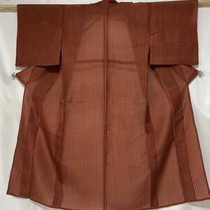 【wellriver】 総柄小紋 着物 夏用 紗 正絹 単衣 縦縞 上品 和装 和服 #B405！