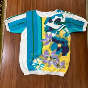 ゆったり長め半袖 ニット セーター