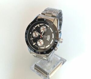 ◆送料無料◆ 新品 BOSCH2 ビジネス メンズ 腕時計 ブラック/シルバー 日付表示【ハミルトン オメガ ポールスミス セイコー 福袋】