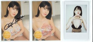 【お得セット】HIT'S/岸明日香6 -Vol.6-　水着チェキ + 生キス/直筆サイン入り特典カードA 各1枚 （紺×紫） 240522-137