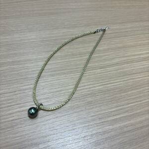 【N-19803】1円スタート パールネックレス SV925刻印有 黒真珠 12ｍｍ 約40センチ アクセサリー 装飾品 保管品