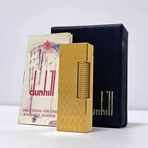 1円 ◎ dunhill ダンヒル ローラー ガスライター 着火確認済 ゴールド コレクション ヴィンテージ 喫煙具 高級 総柄 デザイン スイス製