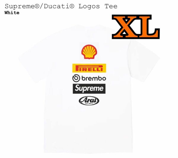 【XL】Supreme Ducati Logos Tee White シュプリーム Tシャツ ホワイト 24SS