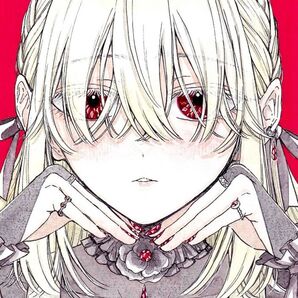 手描きイラスト オリジナル 創作 赤 原画 色紙 宝石 花 おまけ付き ドローイング