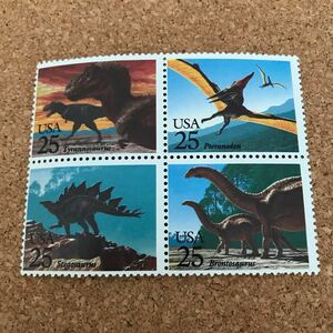 未使用切手　アメリカ切手　恐竜　1989年