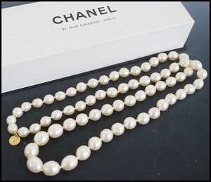 CHANEL Chanel жемчуг колье изначальный с коробкой Vintage белый 367a