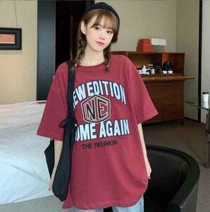  Korea manner lady's short sleeves T-shirt summer new . quality fashion T-shirt L red 