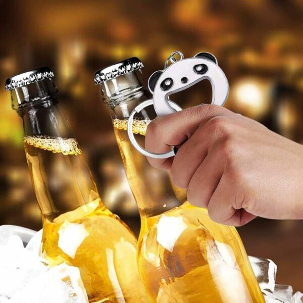 【かわいいパンダ型】栓抜き ビール ボトルオープナー 携帯用 キーホルダー 飲み会 パーティ
