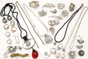 o. from .* silver,925 etc. stamp equipped pearl accessory . summarize { approximately 314.3g} brooch, ring etc. (*1 point . there is no sign X line approximately Ag950)[B-A75638]