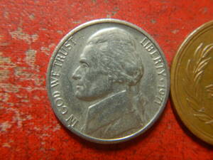 外国・USA／ジェファーソン５セント白銅貨（1971年）　240603