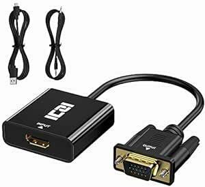 ICZI HDMI VGA変換アダプタ HDMI(メス) to VGA（オス ） 変換 音声出力 HDMIケーブル D-SUB変換