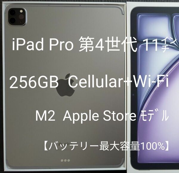 【ほぼ未使用】iPad Pro 11インチ 第4世代 Wi-Fi ＋ Cellular 256GB SIMフリー 2022年モデル