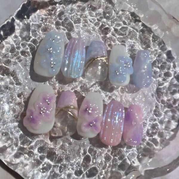 紫陽花3Dネイル