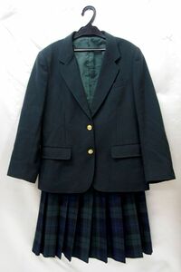 bw_2983k Miyagi prefecture private sendai . britain high school [ present uniform ] winter clothes moss green gold button blaser uniform top and bottom set woman uniform 