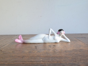 アンティークデザイン 置物 女性モチーフ 陶器オブジェ 人魚 人形 フィギュア バカンスヴィンテージ ヌード