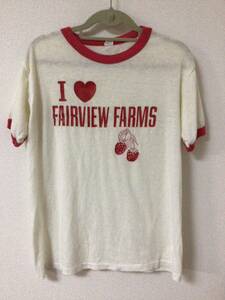 80年代初頭 カナダTrimark 社 トリムTシャツ Lサイズ I FAIRVIEW FARMS 混紡古着ヴィンテージ
