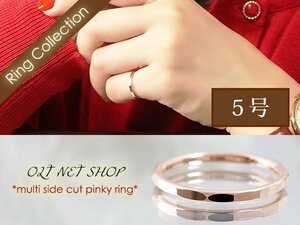 5 number / new goods pin key ring K18GP ring pink gold 18 gold small finger lady's simple metal small . piling put on . piling attaching present woman 