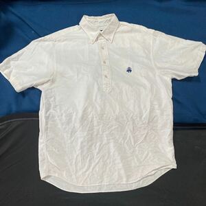 Brooks Brothers ハーフボタン シャツ 大きめのM 白 無地 ブルックスブラザーズ 半袖 ダウンボタン ワイシャツ 