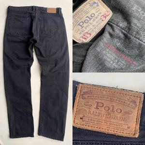 POLO RALPH LAUREN Polo Ralph Lauren винтажная обработка черный кромка цепь стежок Denim брюки джинсы распорка W33 L32