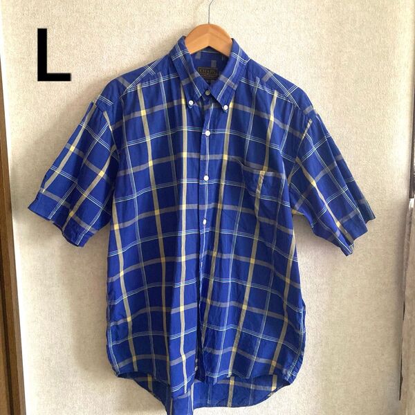 ラルフローレン RALPH LAUREN ボタンダウンシャツ 半袖 ブルー L