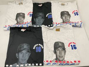 D(0606y2) ☆未使用☆ Los Angeles Dodgers ロサンゼルス ドジャース 野茂英雄 Tシャツ 半袖 5点 セット サイズ M L 野球 ★長期保管品