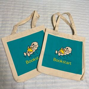 bookstart トートバッグ　2個セット　図書館　ラッコ　本　エコバッグ