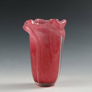 ◆◇Showa Retro handgefertigtes Glas, eine seltene rosa Vase mit wunderschönen weichen Blasen◇◆Bodendekoration, Shoin-Dekoration, Ornament, Objekt, moderner Handwerkskünstler dy13448-d, Handwerk, Glas, Andere