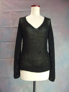 iCB * spring for summer flax long sleeve sweater black S size beautiful goods 