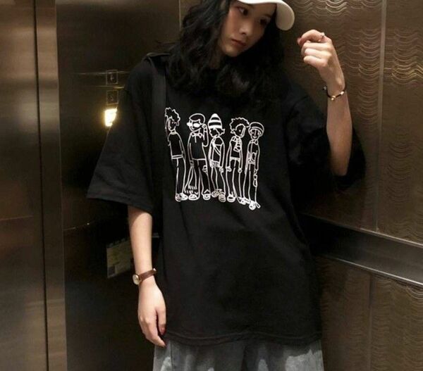 レディース tシャツ 黒 おしゃれ かわいい 半袖 ゆったり 人気 インナー ダンス プリントtシャツ 安い 