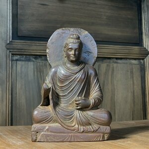 極細工 仏教古美術 仏像 ガンダーラ石仏 Gandhara ガンダーラ美術 石仏 仏像 装飾 置物　装飾　収蔵　コレクションsux002
