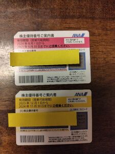 送料無料 全日空 ANA株主優待券 2枚 有効期限 2025年5月31日まで X1枚、2024年11月30日まで　X1枚　2枚セット販売