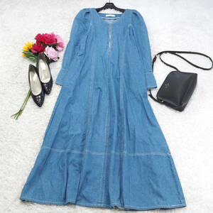 G8201*URBAN RESEARCH Urban Research *A line * maxi height * long * One-piece * blue blue *F