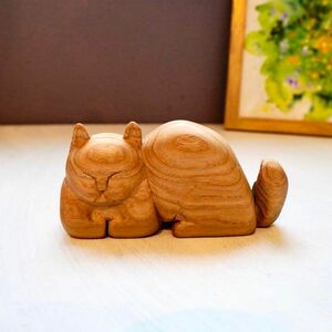 木彫り猫 56 カードスタンド ハンドメイド