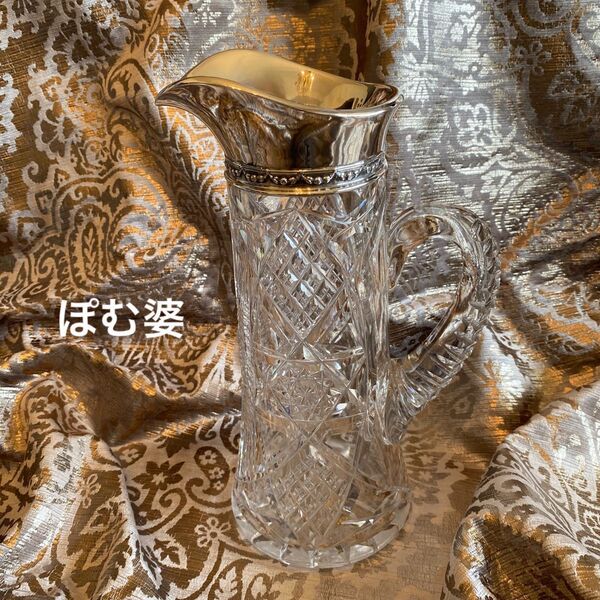 【Gorham】純銀 スターリング+クリスタル/デキャンタ ピッチャー 水指②
