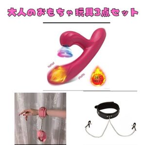 大人の女性 おもちゃ 3点セット ウーマナイザー風 首輪付きクリップ 可愛い 手枷