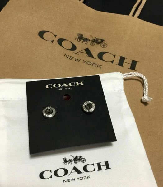 新品　COACH コーチ オープンサークル カットストーン シルバー ピアス