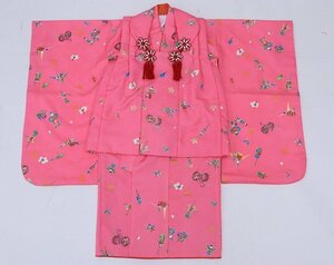 inagoya■待望の新入荷☆3歳 女の子用【被布コートセット】coat for girls 化繊 着用可 中古品 七五三 前撮り z0249nc