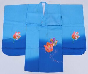 inagoya♪和装GIRL♪【女の子四つ身（単品）】チューリップ 正絹 単衣 着用可 中古品 kimono for kids y6186my