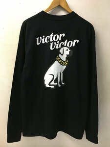 ◆ヒューマンメイド　HUMAN MADE 美品 VICTOR VICTOR ロゴプリント ロングスリーブ Tシャツ 黒 サイズL